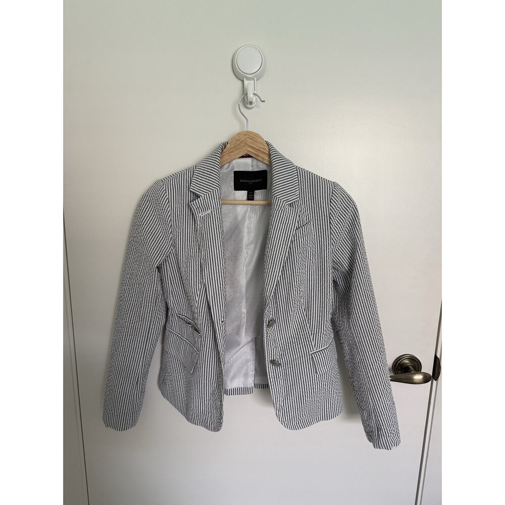 Banana Republic Factory Women's Seersucker Blazer Jacket Petite 00